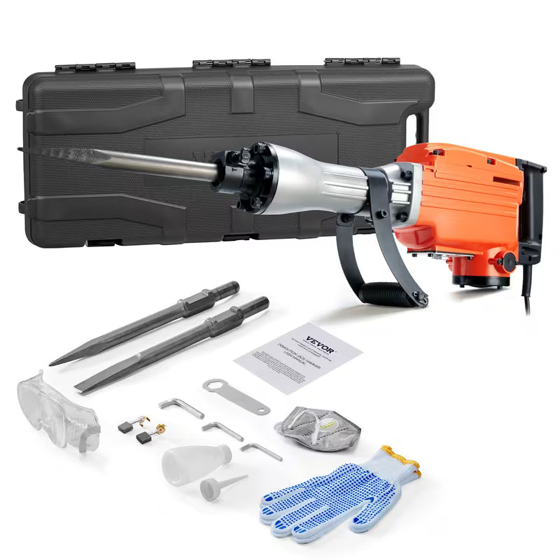 VEVOR Demolition Jack Hammer, 2200W Electric Jackhammer Heavy Duty, 1350 BPM Concrete Breaker