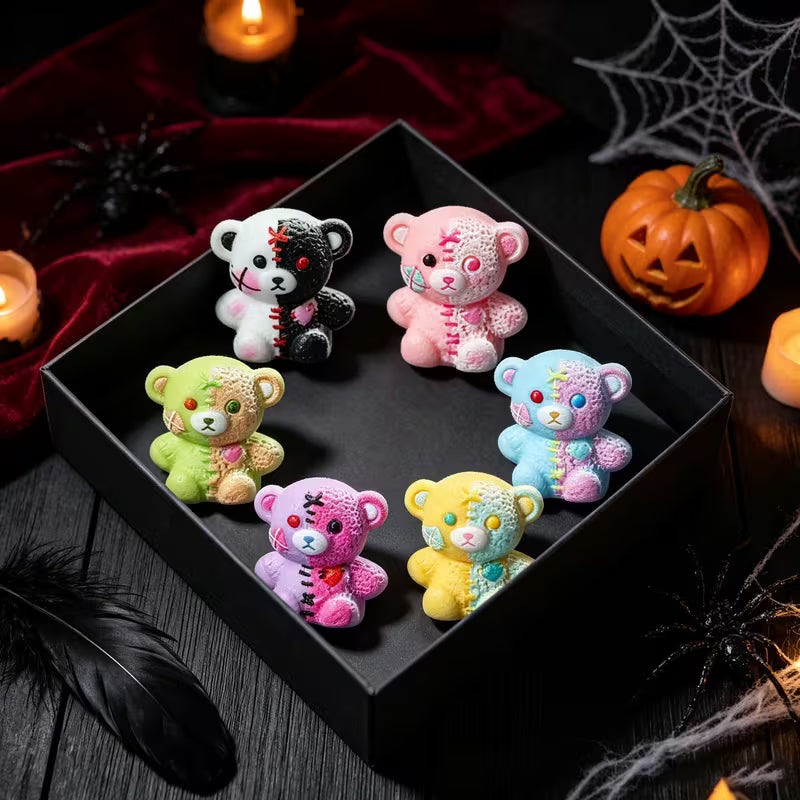 6-Piece Two-tone Resin Bear Figurines