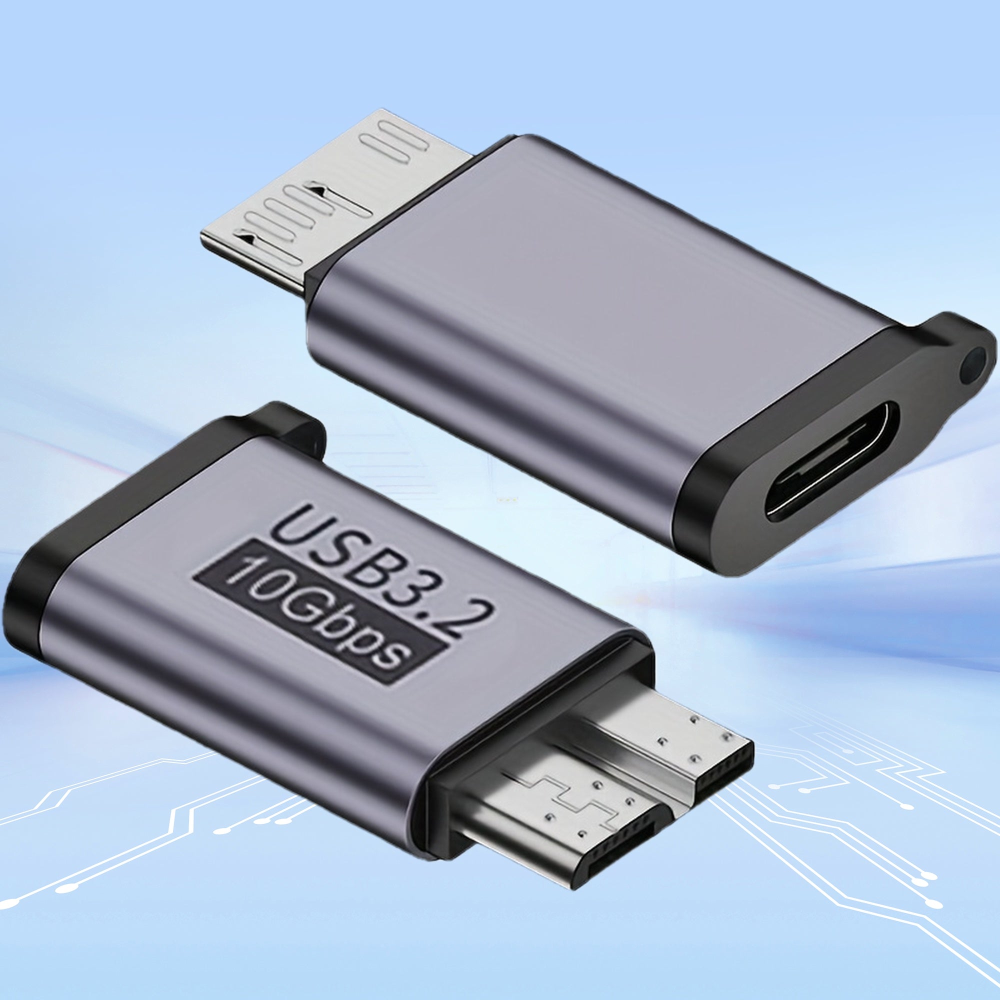 USB Micro B to USB A/C Hard Drive Converter 10Gbps