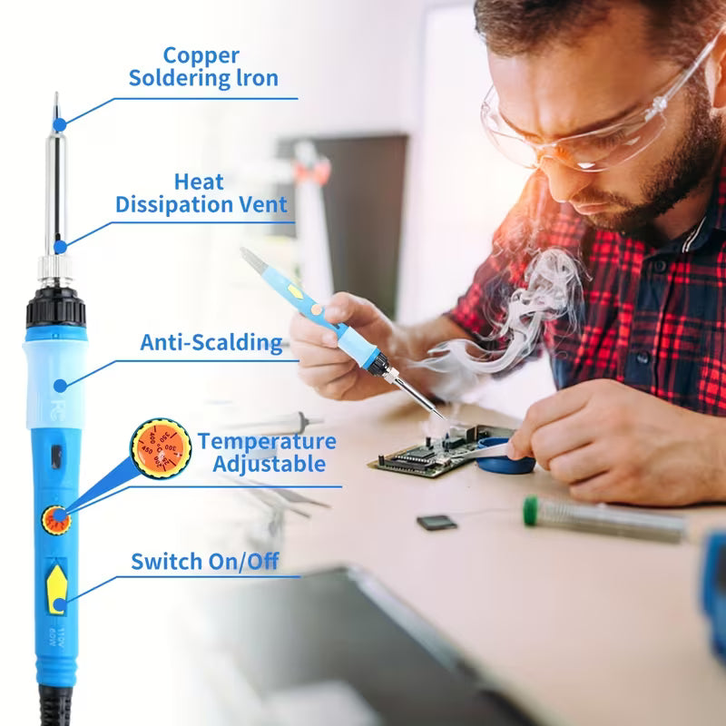 15pcs Soldering Kit, Equipped with 5 Soldering Tips, Absorber, Tweezers, Wire, Soldering Holder