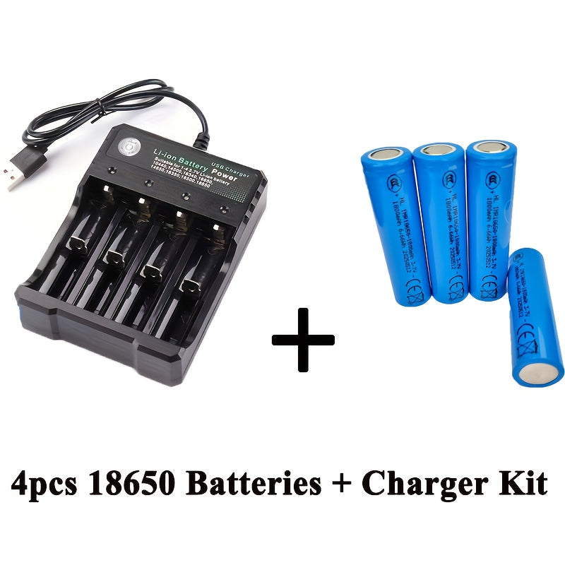 Battery 3.7V 1800Mah Button Top, Universal Smart Battery Charger Set