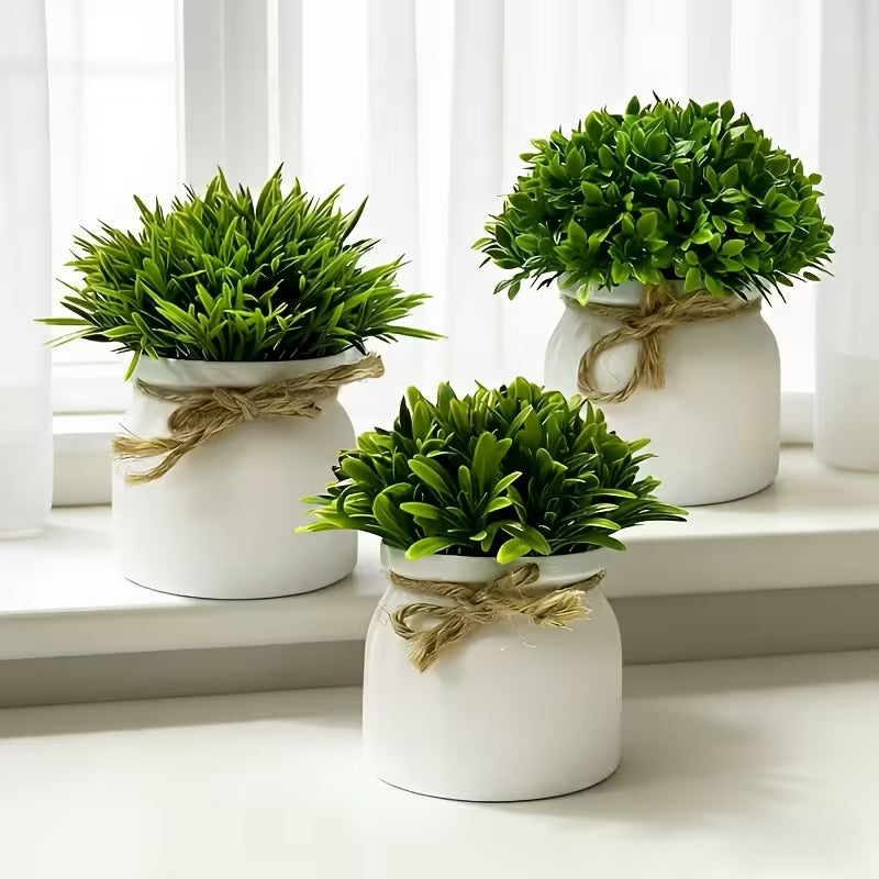 3pcs Realistic Artificial Potted Plants With Pots - Pre-Potted/Outdoor Fake Suitable