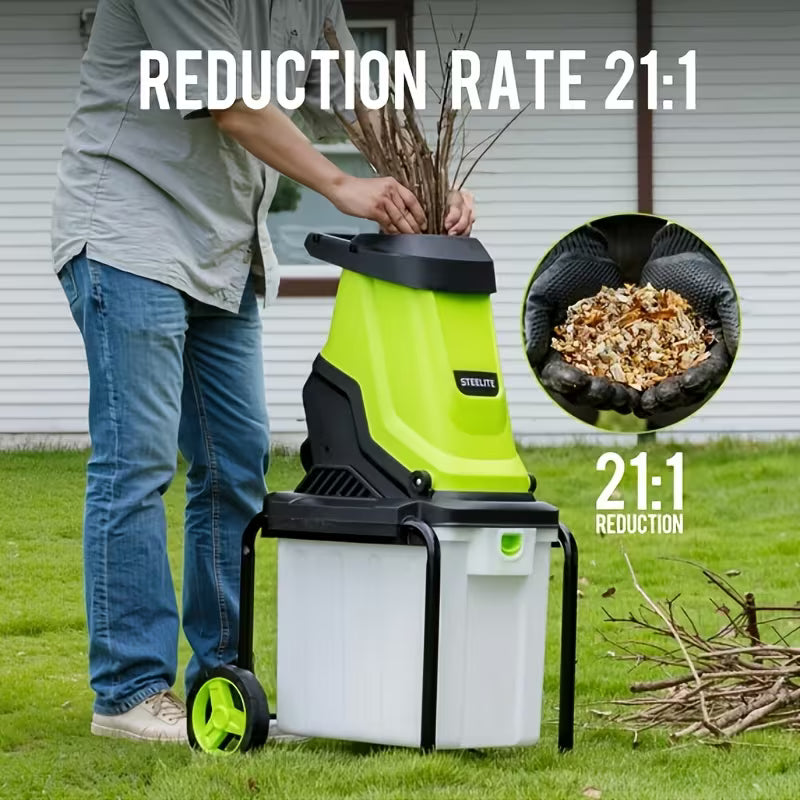 Deli Steelite Heavy-Duty Electric Wood Chipper Shredder, 120V, Wood
