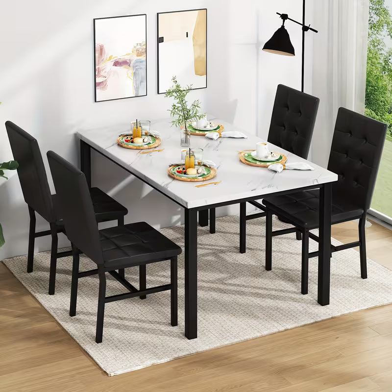 LAMERGE 5pcs Of Dining Table Set, Dining Room Table Set Can Be Used By 4 People, Kitchen Table Set