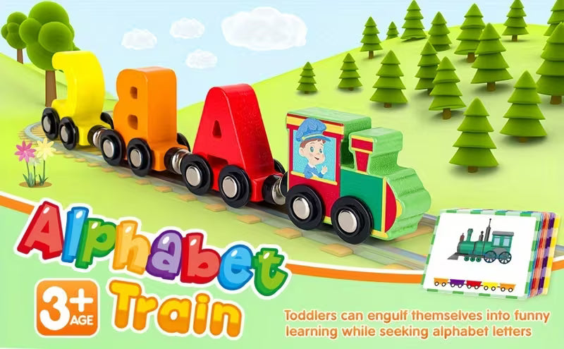 27-Piece Magnetic Wooden Alphabet Train Sets