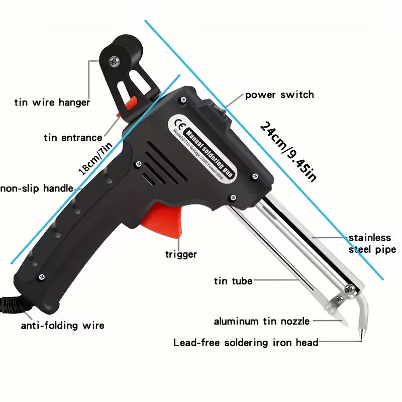Handheld Automatic Welding Torch with Adjustable Rubber Bracket for Circuit Boards
