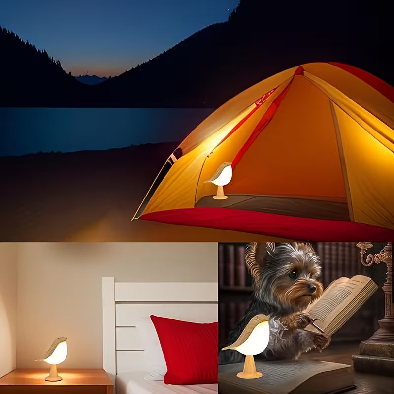 1 Dimmable Touch Bird Table Lamp | Wireless 3 Color Temperature Sensing LED Night Light