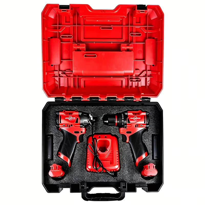 1/4" Cordless Impact Driver & 3/8" Drill Combo Kit with Batteries, Chargers