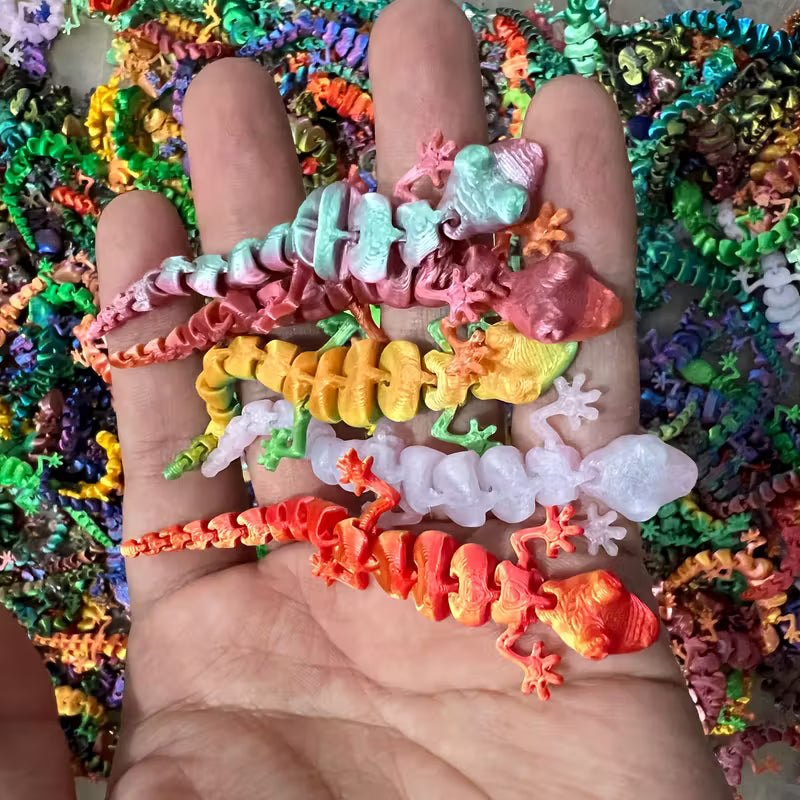 3D Printed Small Geckos, Length 9cm, PLA Material Set, Random Color