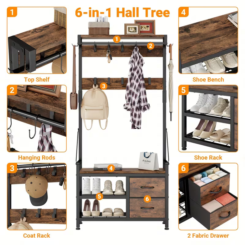 4-in-1Multifunctional Metal Coat Rack, Metal