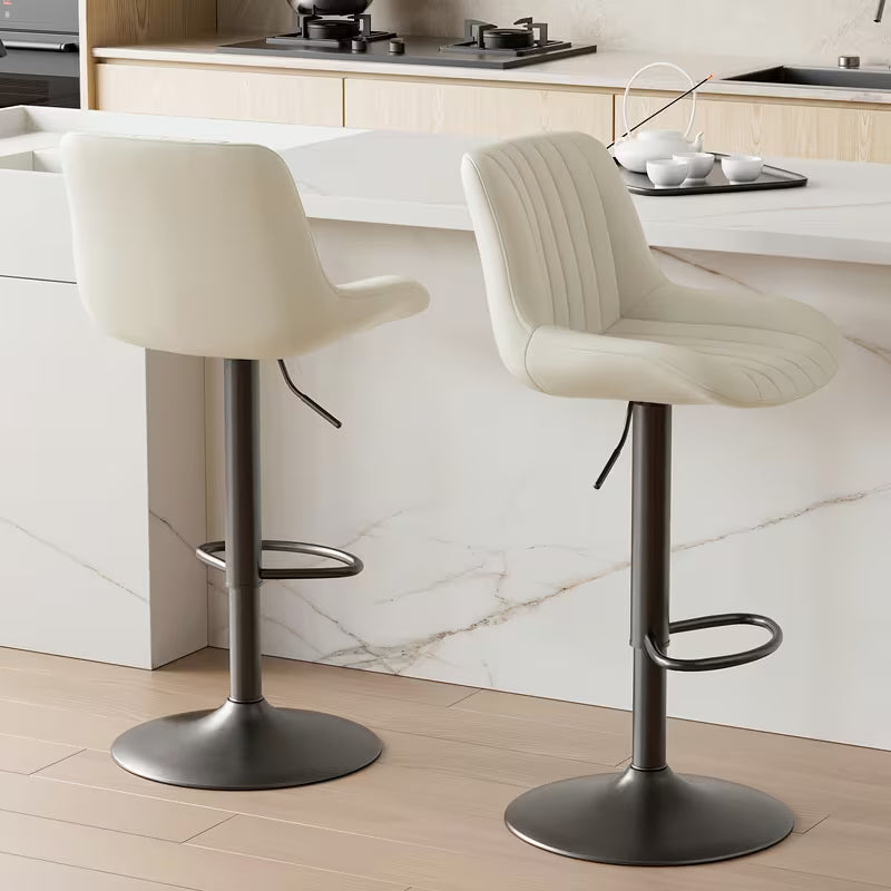 1/2/3/4 Packs Counter Height Bar Stools, Adjustable Swivel Upholstered Counter Height Barstools
