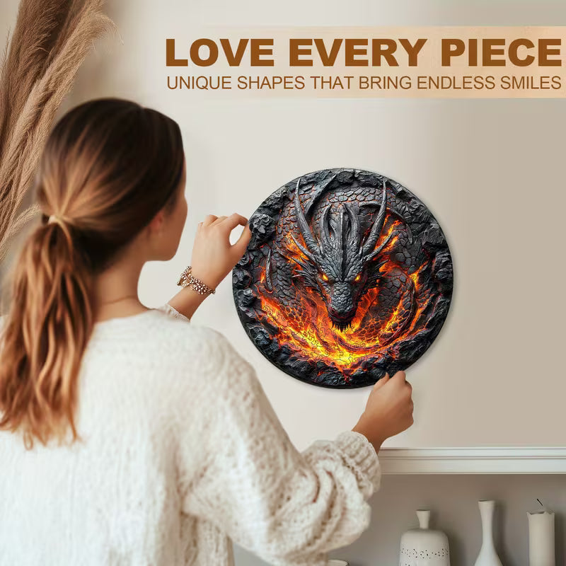 Flame Wall Dragon Wooden Puzzle, Unique Shaped Puzzle Toy, Distinctive, Wooden