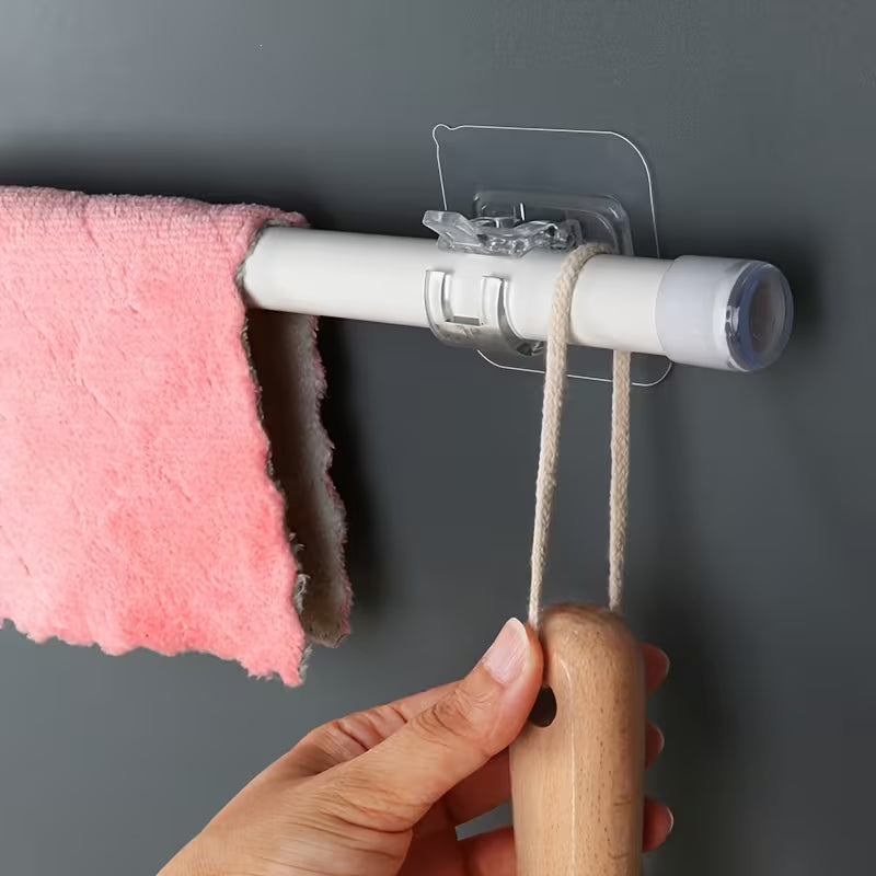 Curtain Rod Hooks, Drill-Free Self-Adhesive Rod Holders, Wall Set