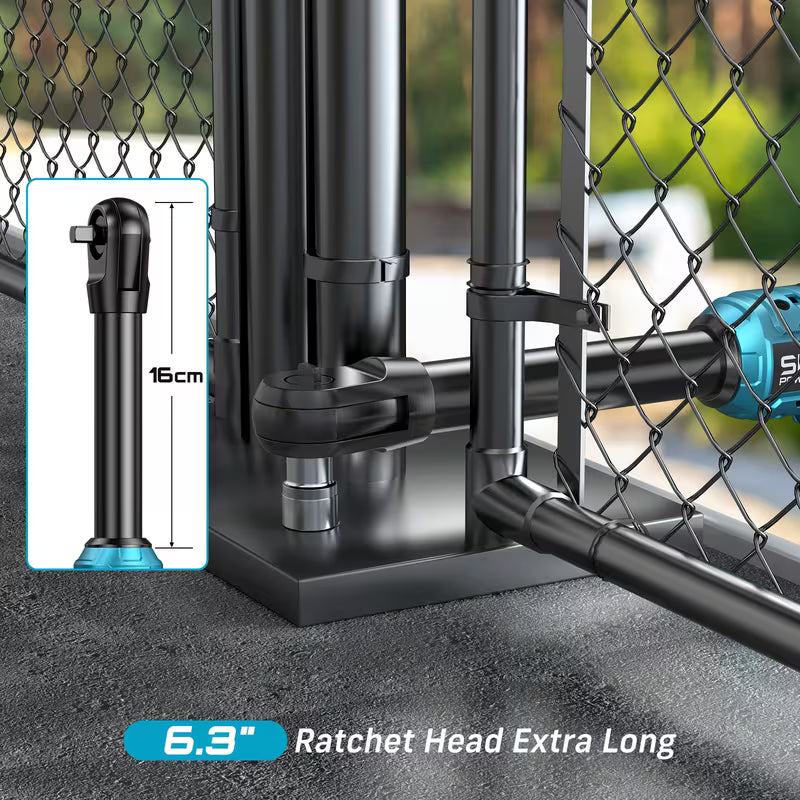 Seesii 21V Electric Ratchet Wrench Set - 3/8" 59ft Lbs/400RPM or 66ft Lbs/200RPM Variable Speed