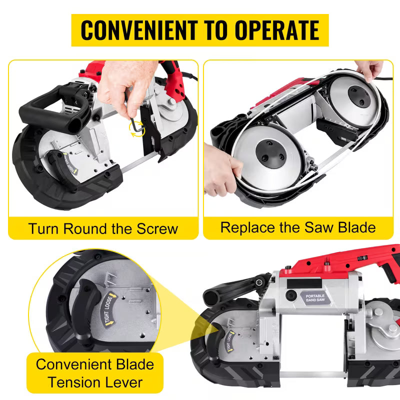 VEVOR Variable-Speed 5" Deep Cut Portable Band Saw 110V 10-A Motor Tested to UL Standards