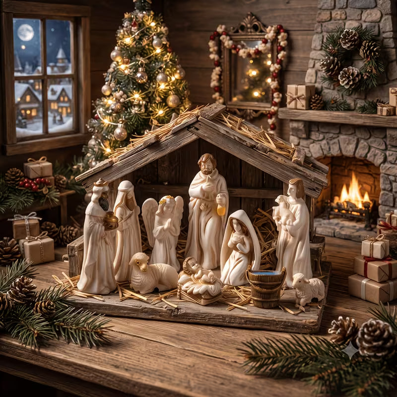 Collectible Statues 7pcs Miniature Nativity Scene Set, Resin