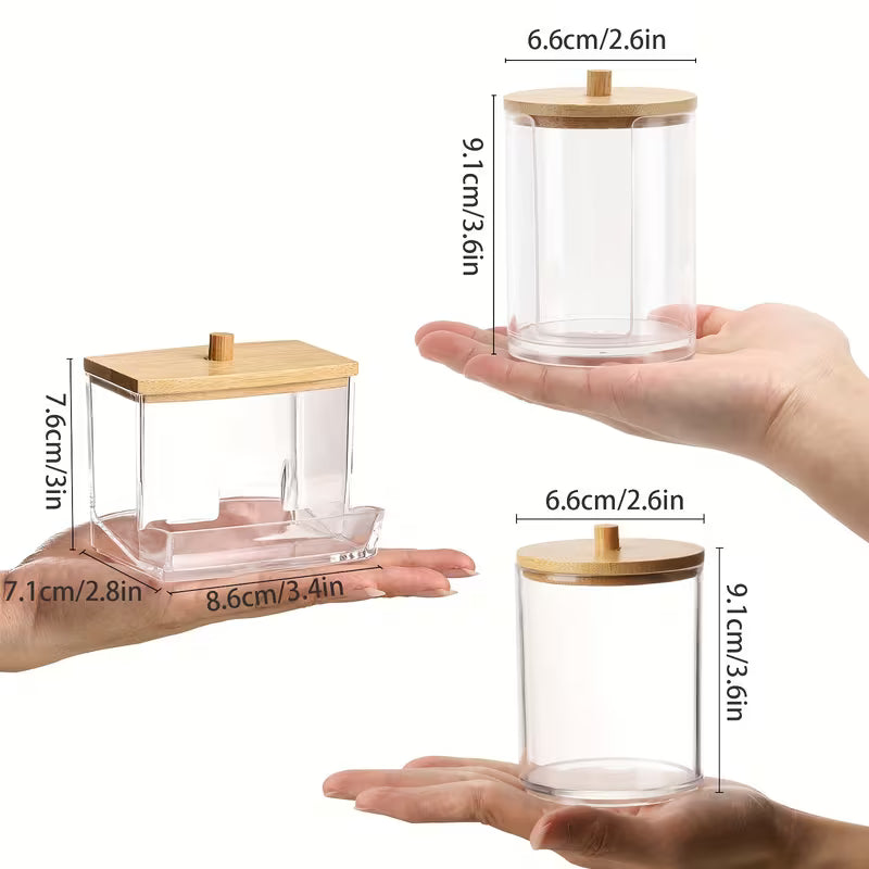 4 Pack Qtip Holder Bathroom Container, Storage Box 10/7oz Ball Swabs Pads Dispenser