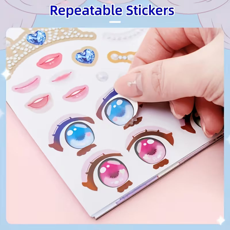 DIY Face Sticker Book with Fashion Doll Design