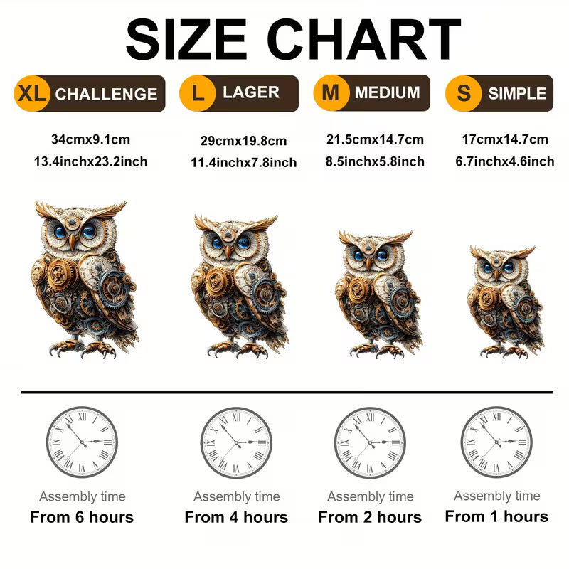 Mechanical Owl Wooden Jigsaw Puzzle, Irregular-Shaped Puzzle Toy, Unique Party, Wooden