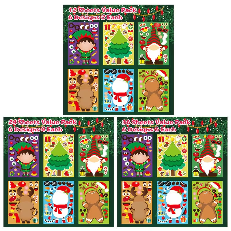 Stickers for a Christmas Party Game Where Kids Can Create Faces