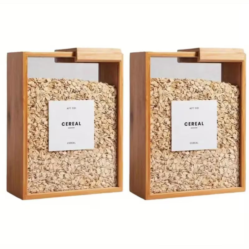 1/2pcs High-Quality Wooden Sliding Lid Food Storage Container, Transparent Acrylic Top