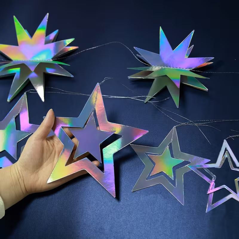 Shimmering Star Garlands for Decoration Set