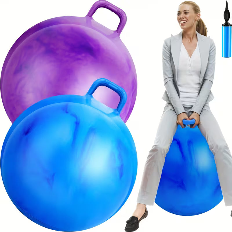 2-Piece 31-inch Big Bouncing Ball with Handle Jumping Hopper Bouncy Ball