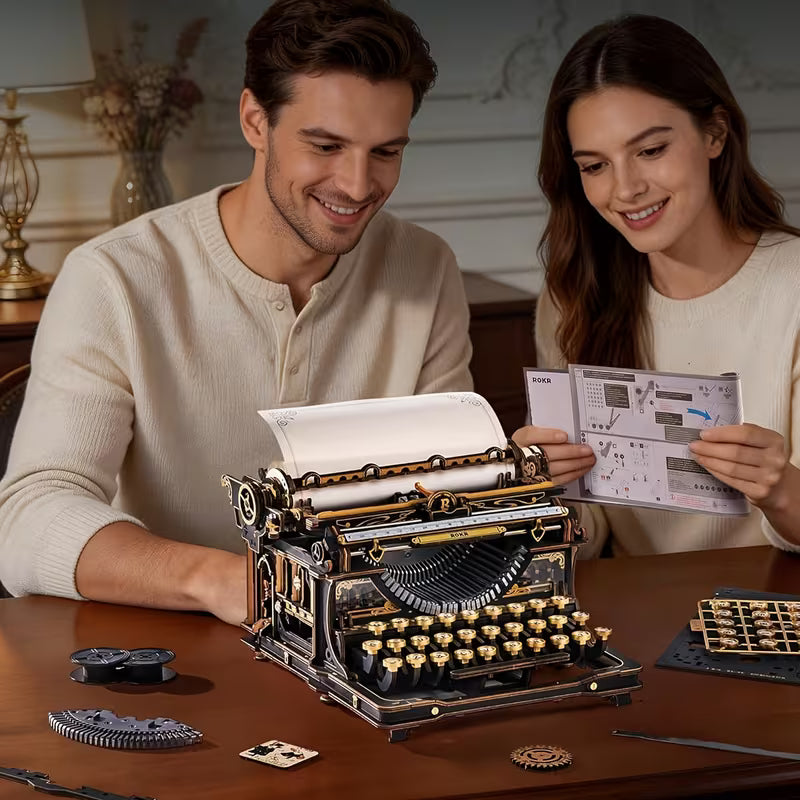 ROBOTIME 3D Wooden Mechanical Typewriter Model Building Kit