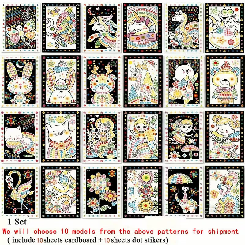 10 Sheets Funny Puzzle Dot Stickers for Kids