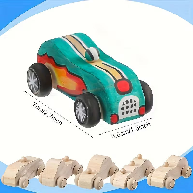 12-Piece DIY Wood Car Unfinished Wooden Cars Toy Wooden Painting Blocks
