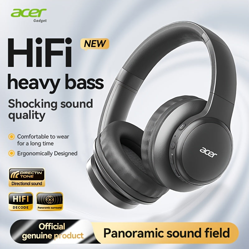 Acer OHR559 Over-Ear Headphones, Extra-Large Diaphragm, Hi-Fi Heavy Bass, 60H