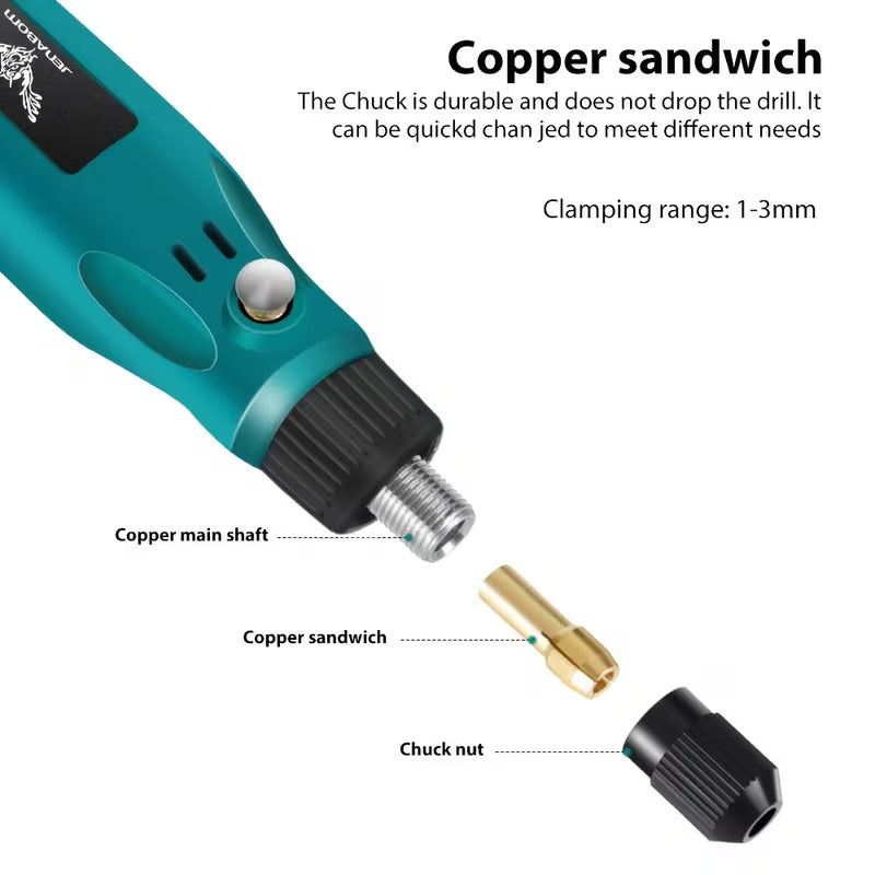 25pcs/39pcs Black/Blue Small Household USB Rechargeable Electric Engraving Tool Set • Jade Carving
