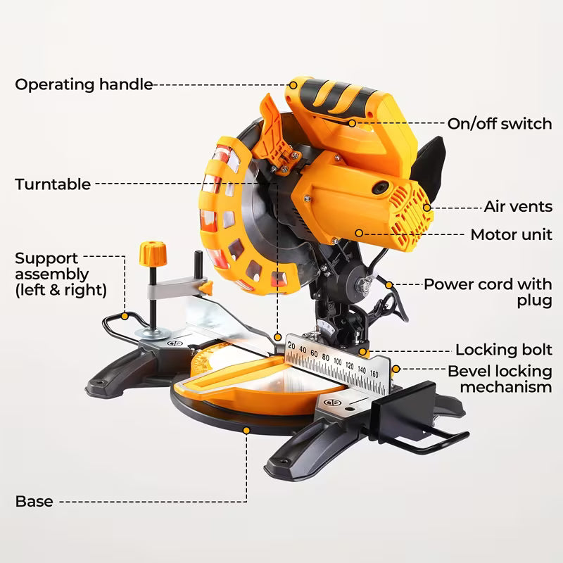DEKO Corded Miter Saw with Ring Spanner