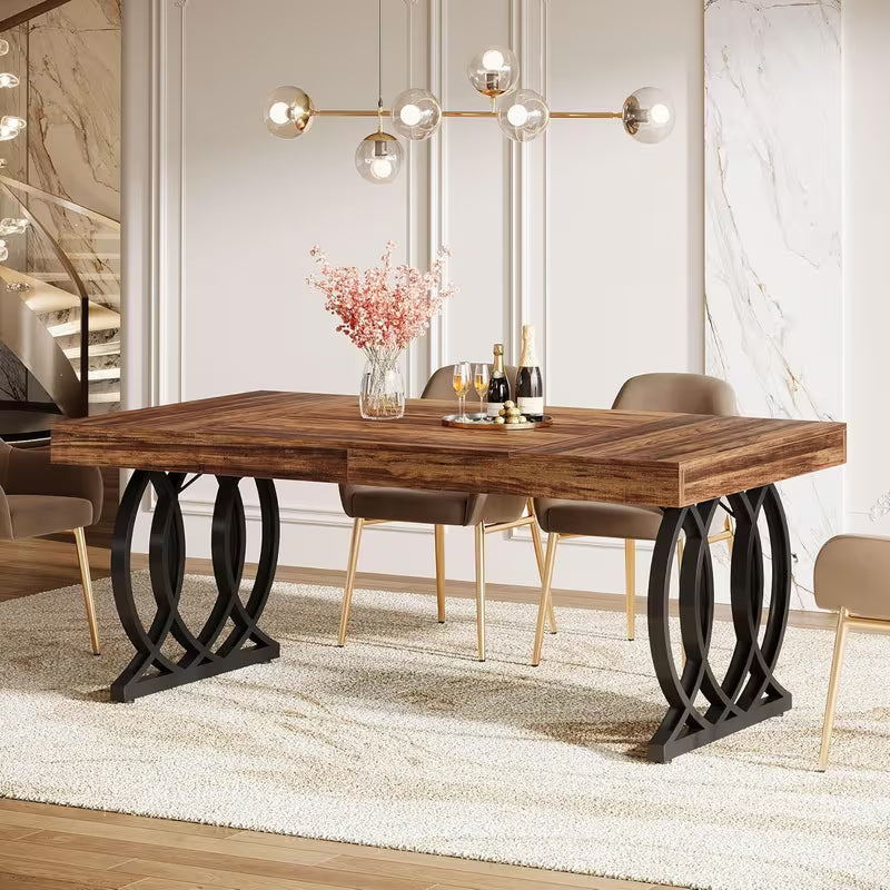 63-Inch Dining Table for 4-6, Modern Kitchen Table, Black