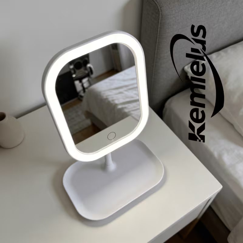 New LED Makeup Mirror, Three-Color Soft Light, Stepless Dimming Fill Light Mirror, with Tray