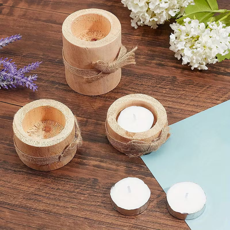 3pcs Wooden Tea Light Candle Holders, Candle Holder Ornaments for Gift, Home Decoration