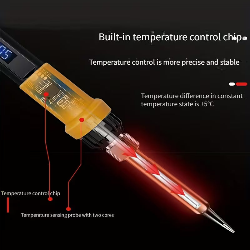 80W LED Digital Soldering Gun Kit with Ceramic Heater, Adjustable Temp 180-500°C