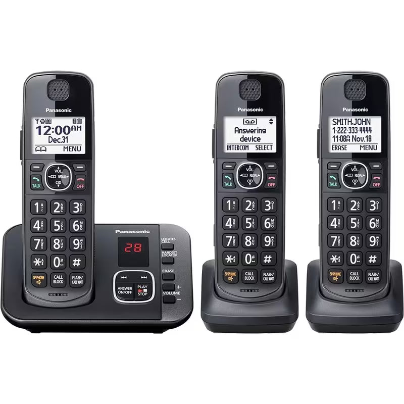Panasonic DECT 6.0 Expandable System, Cordless Phones, Black