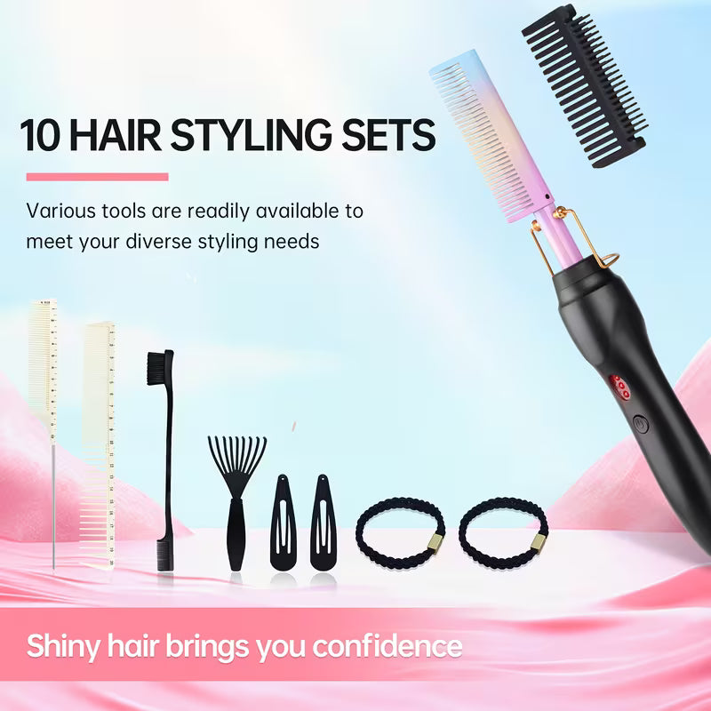 Hot Comb Electric Press Comb Hair Straightener Pressing Combs Curling Flat Iron Curlers Brush