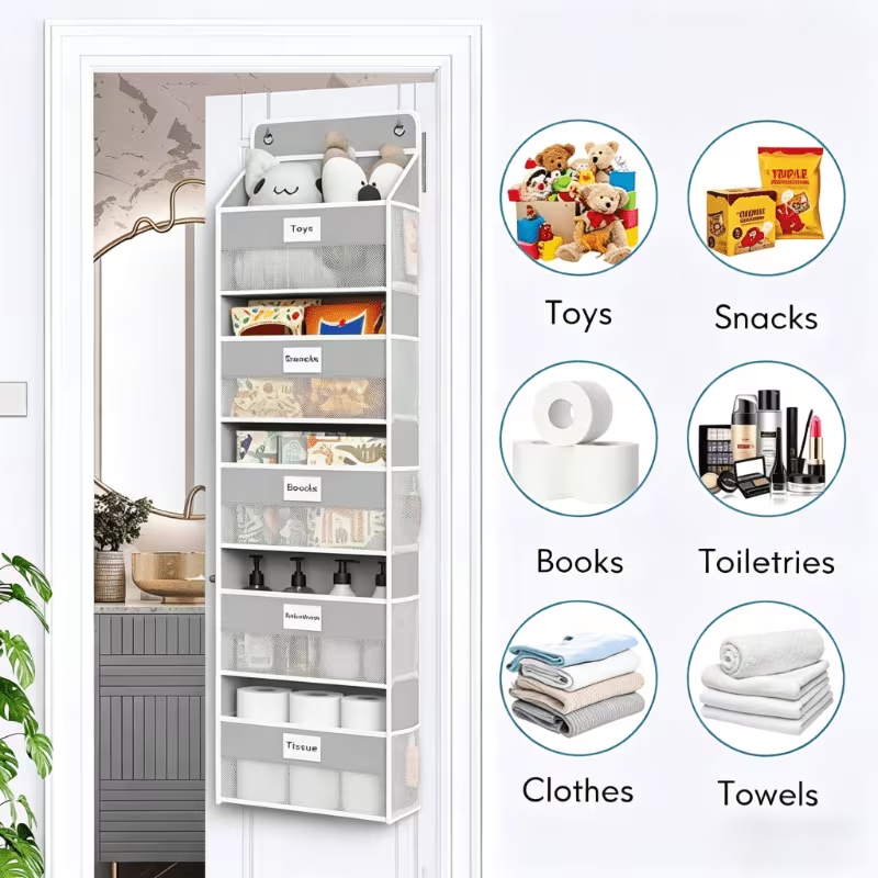 Door Style Multi-layer Storage Bag, Storage Artifact, Non Drilling Wall Hanging Rack, Thick