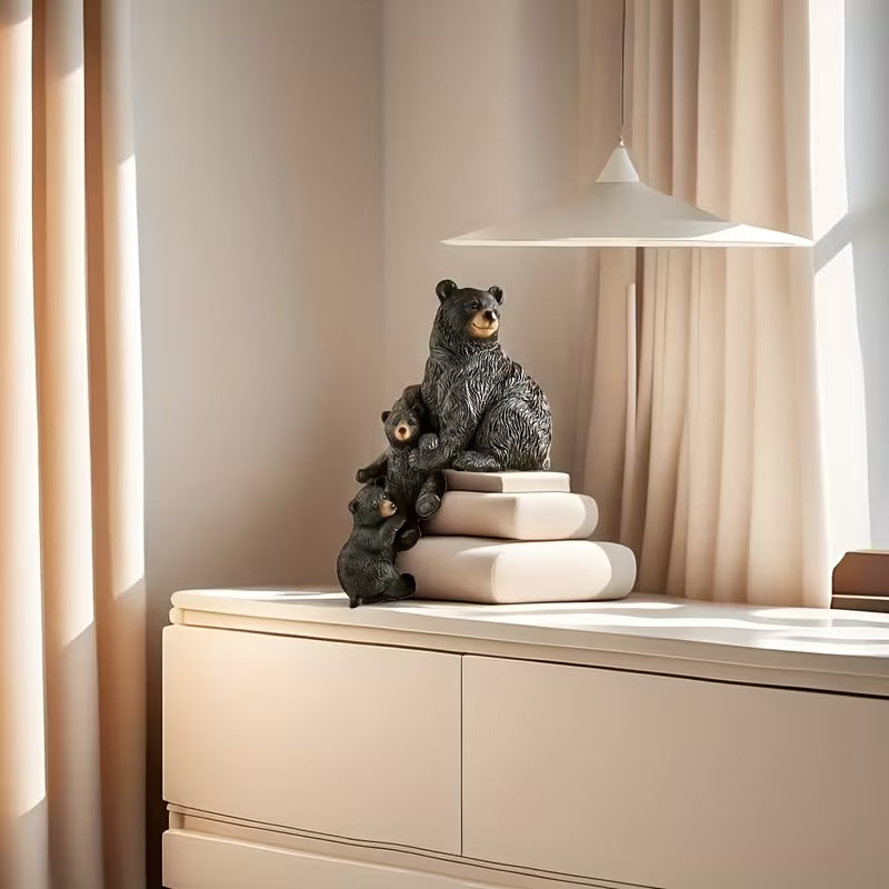 1pc, Exquisite Bear Statue, Stunning Resin Art Decor, Cute Cartoon Bear Sculpture Ornament
