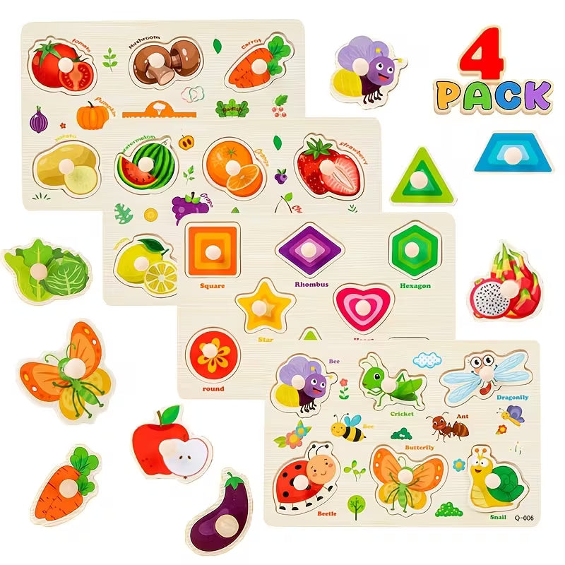 4-Piece Wooden Puzzle Set for Children