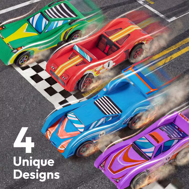 SYNCFUN 4 Wooden Race Cars