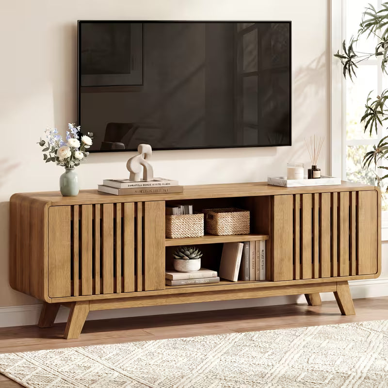 Mid Century Modern TV Stand with Charging Station for 75/70/65/60 Inch TV