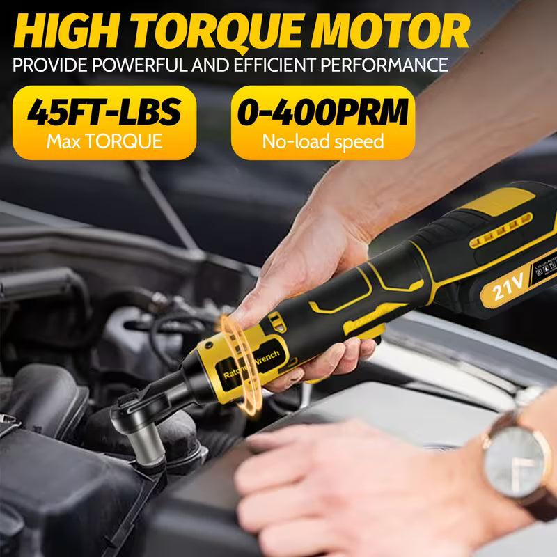 3/8-Inch Ratchet Wrench, Electric Ratchet Wrench, Equipped with 2 X Batteries, 7 Sockets
