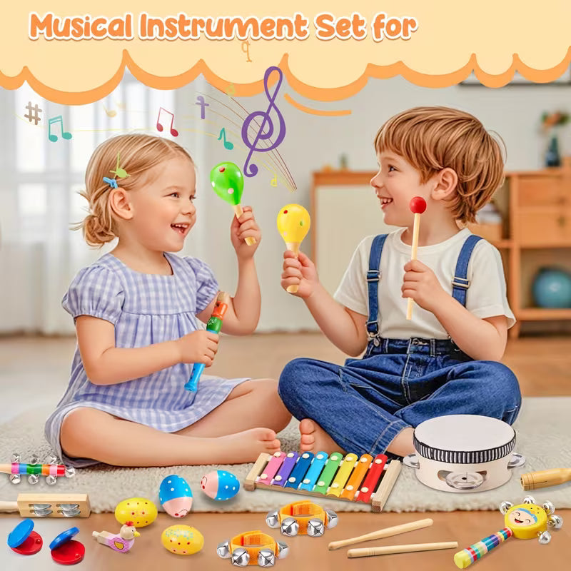 Wooden Percussion Drum Toy Set for Music Instruments