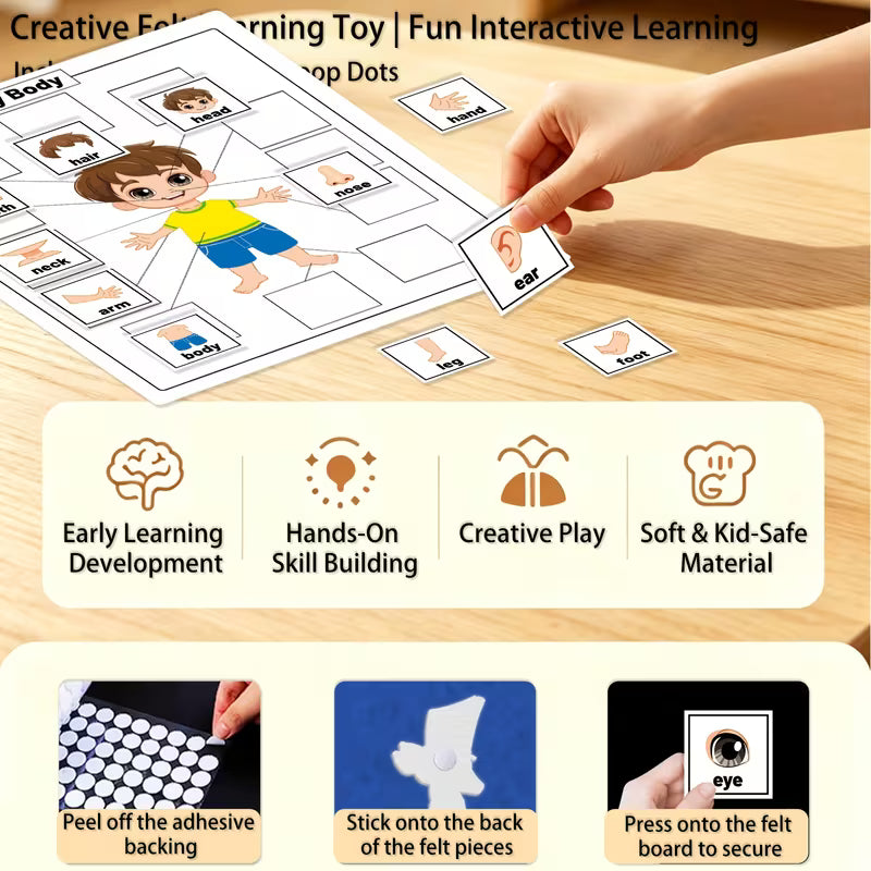 HOOJOJO Body Parts Recognition Felt Learning Set