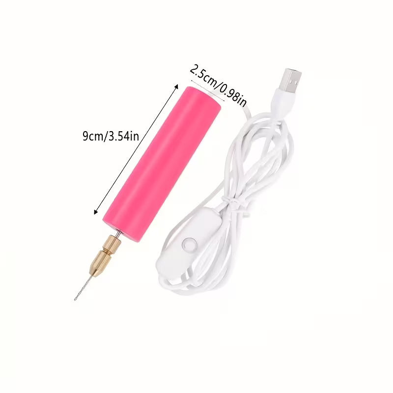48pcs Mini Drills, Electric USB Small Drills, Pearl Hand Drill Eye Hole Punch Pen-Shaped
