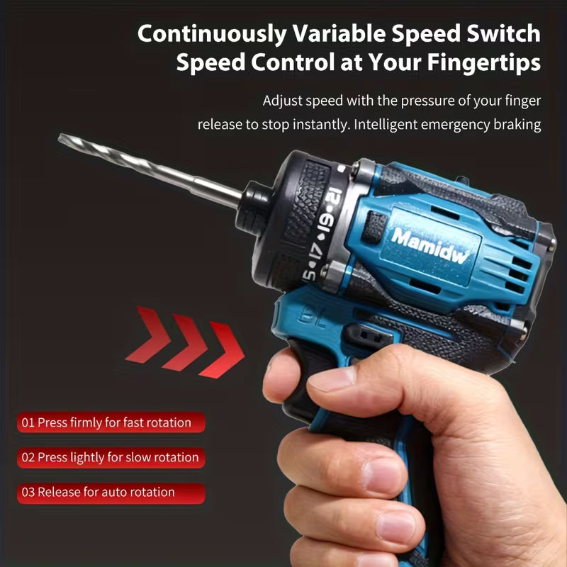 Mamidw 380N.M Cordless Electric Screwdriver, 21-Level Mechanical Torque Adjustment
