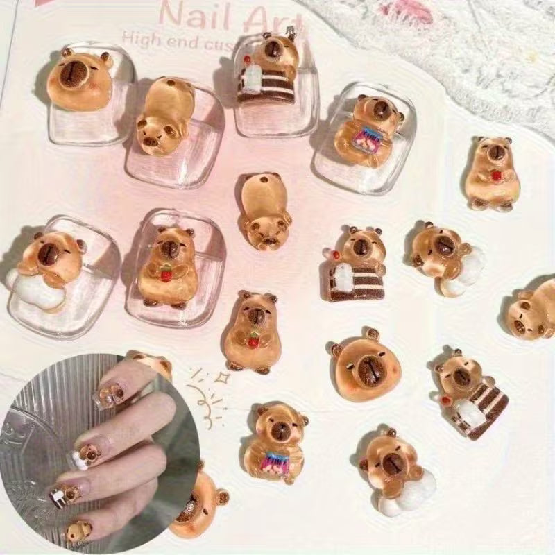 Gift for Her/him 111 Mini Capybara Figurine Set Nail Art Decorative